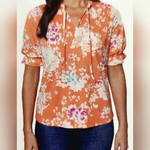Nuco Women's Coral Floral Top